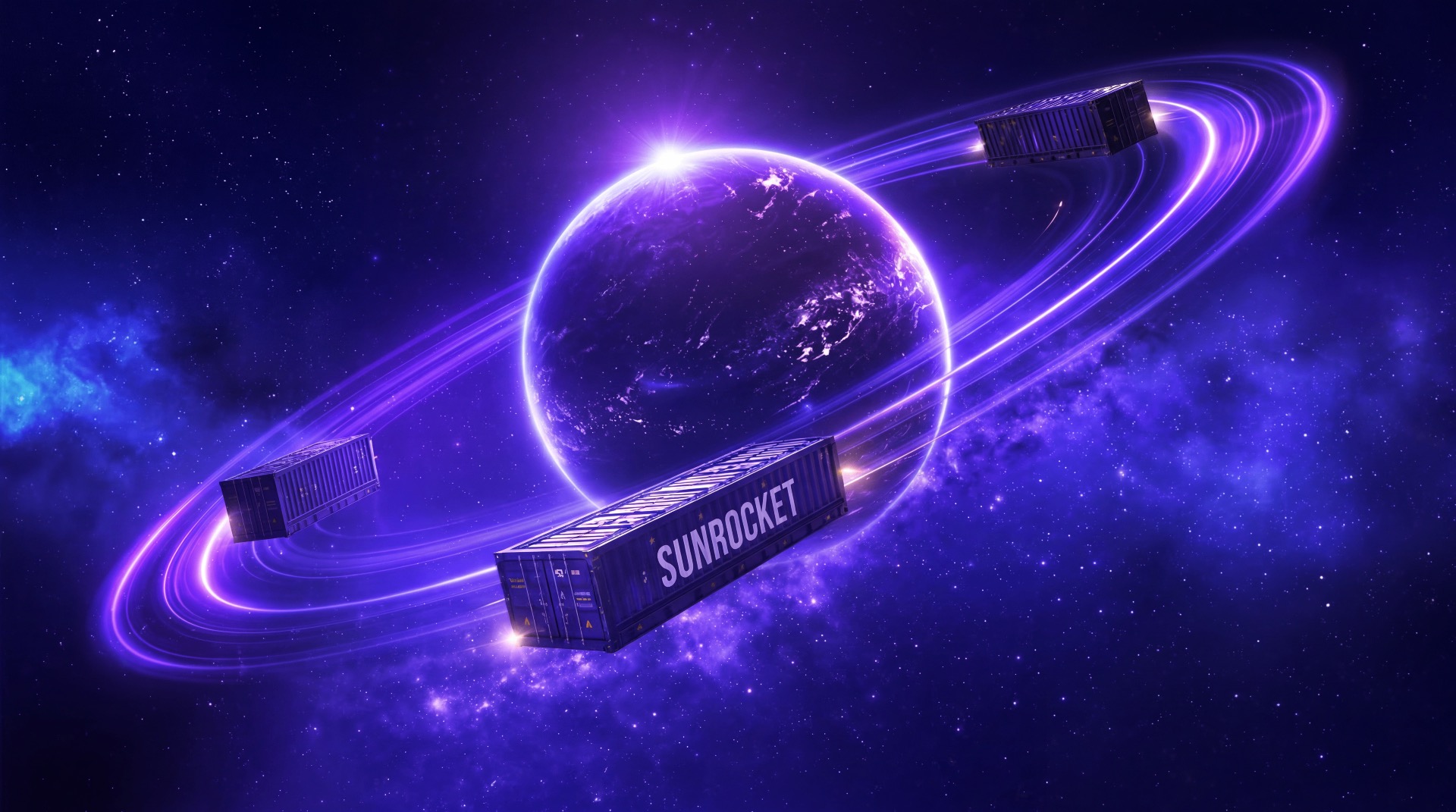 SunRocket planeta com contêineres em órbita